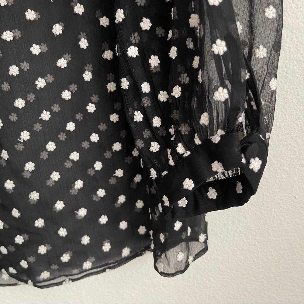 Alice & Olivia Button Front Mesh Transparent Flow… - image 5